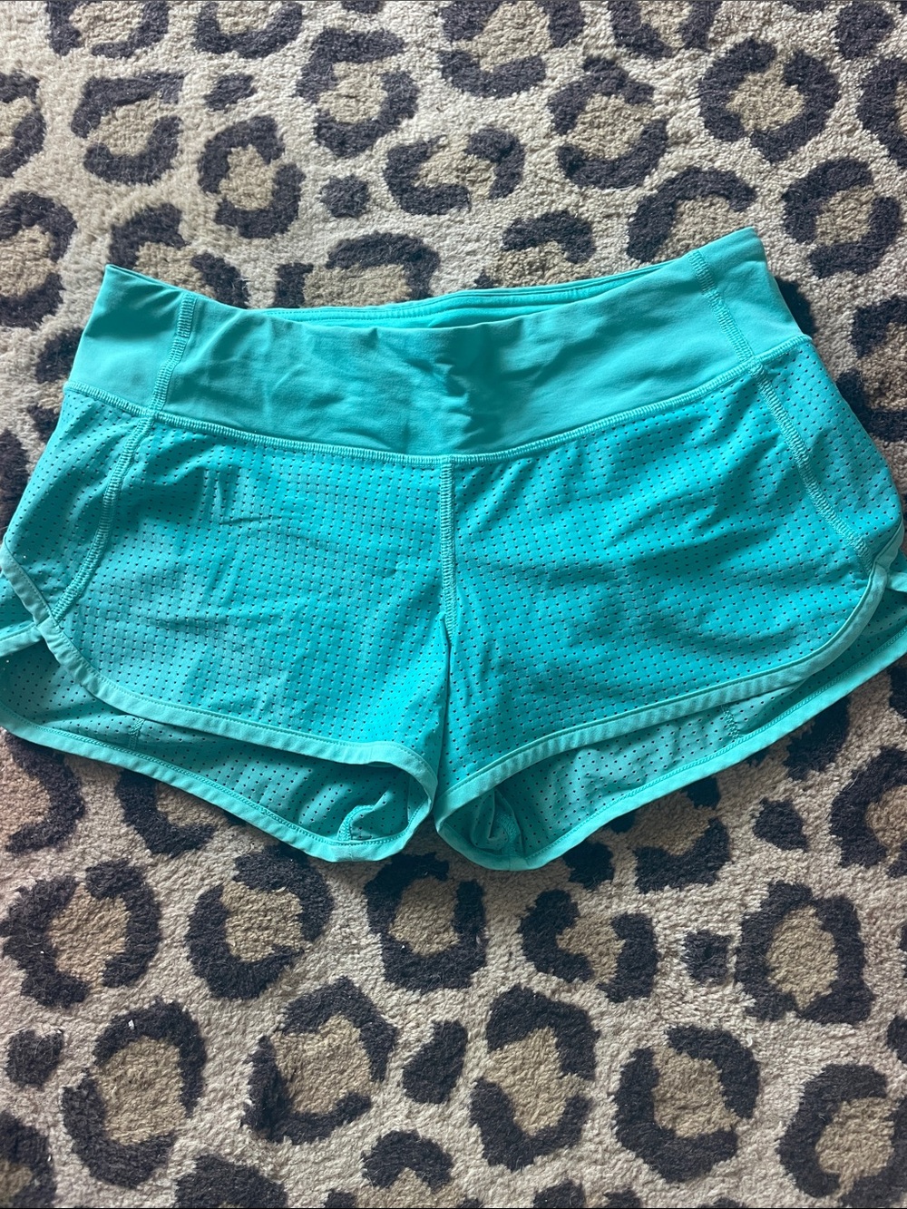 lululemon athletica turquoise perforated athletic shorts